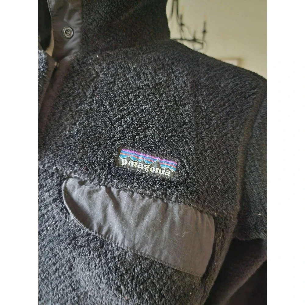 Patagonia Re-Tool Polar-Tec Fleece Pullover Jacket Black Women's Medium Snap‎